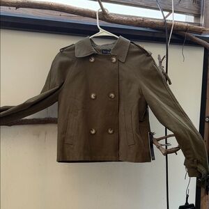 Nicole Miller Olive Double-Breasted Short Peacoat